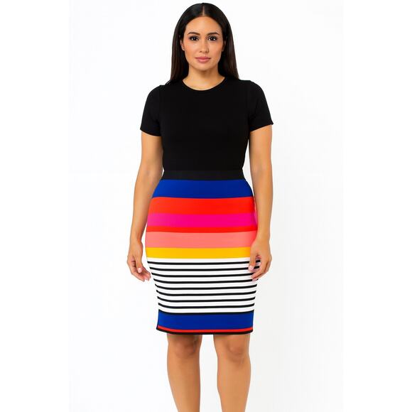 ASOS Women's Multicolor Striped High-Low Skirt - Size 10 - Picture 1 of 7